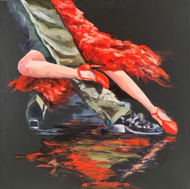 Painting titled "Tango Dance. 3" by Vita Schagen, Original Artwork, Oil Mounted on Wood Stretcher frame
