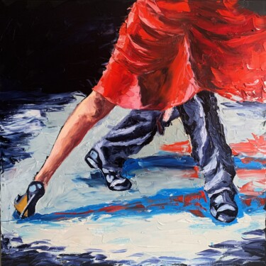 Painting titled "Tango dance 5" by Vita Schagen, Original Artwork, Oil Mounted on Wood Stretcher frame