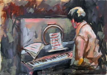 Pittura intitolato "Pianist." da Vita Schagen, Opera d'arte originale, Olio