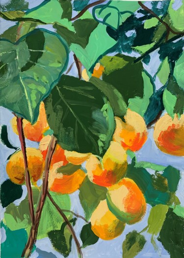 Painting titled "Apricot garden." by Vita Schagen, Original Artwork, Gouache