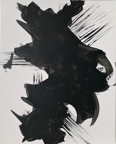 Painting titled "Black & White abstr…" by Vita Schagen, Original Artwork, Acrylic Mounted on Wood Stretcher frame