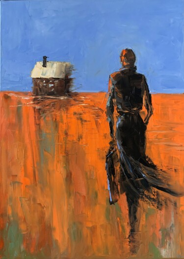 Painting titled "Getting back home.…" by Vita Schagen, Original Artwork, Oil Mounted on Wood Stretcher frame