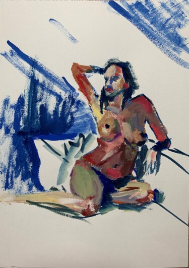 Schilderij getiteld "Woman figure sketch…" door Vita Schagen, Origineel Kunstwerk, Gouache