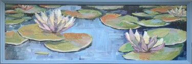 Pintura titulada "WATER LILLY POND LA…" por Vita Schagen, Obra de arte original, Oleo Montado en Panel de madera