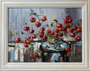 Peinture intitulée "Cherry. still life." par Vita Schagen, Œuvre d'art originale, Huile Monté sur Panneau de bois