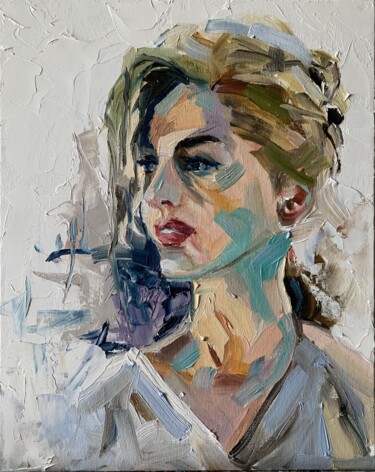 Картина под названием "Woman. Portrait. (1…" - Vita Schagen, Подлинное произведение искусства, Масло Установлен на картон