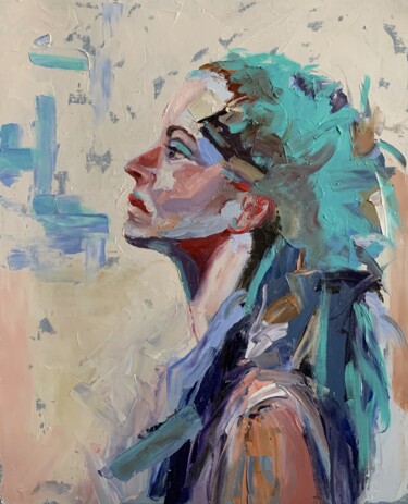 Malarstwo zatytułowany „Woman. Portrait. (1…” autorstwa Vita Schagen, Oryginalna praca, Olej Zamontowany na Drewniana rama n…