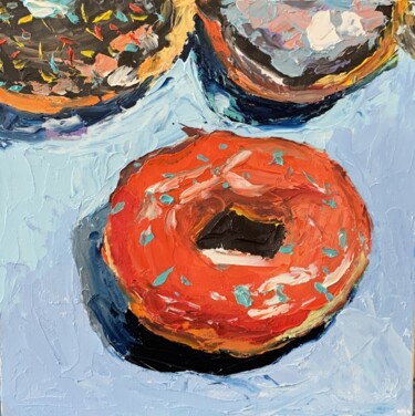 Painting titled "Donuts. #3" by Vita Schagen, Original Artwork, Oil Mounted on Cardboard