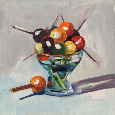 Painting titled "Lollipops. Still li…" by Vita Schagen, Original Artwork, Oil Mounted on Cardboard
