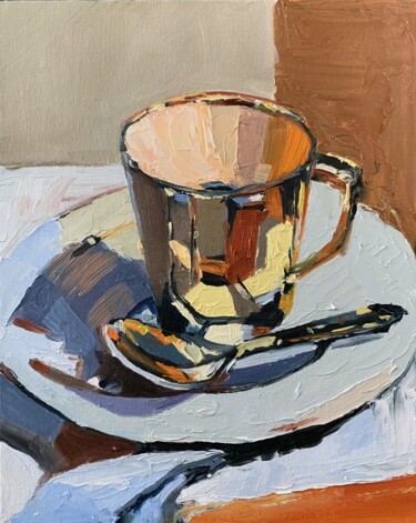 Peinture intitulée "Still life with tea…" par Vita Schagen, Œuvre d'art originale, Huile Monté sur Carton