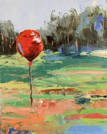 Schilderij getiteld "Landscape with an a…" door Vita Schagen, Origineel Kunstwerk, Olie Gemonteerd op Karton