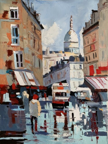 Painting titled "Paris. Monmartre. F…" by Vita Schagen, Original Artwork, Oil Mounted on Wood Stretcher frame