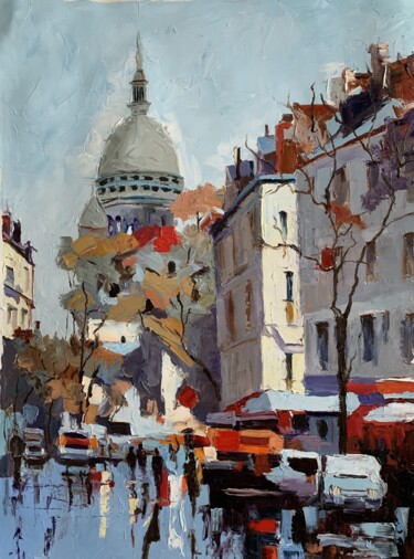 Painting titled "Paris. Monmartre. F…" by Vita Schagen, Original Artwork, Oil Mounted on Wood Stretcher frame