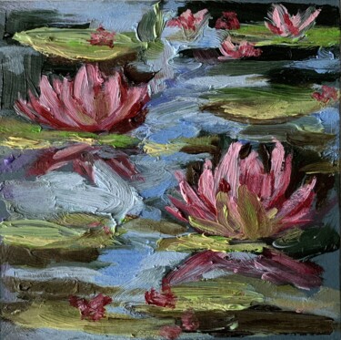 Painting titled "Wateri llies pond.…" by Vita Schagen, Original Artwork, Oil