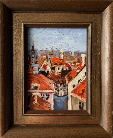 Картина под названием "Red Roofs of Tallin…" - Vita Schagen, Подлинное произведение искусства, Масло