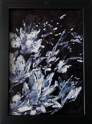 Painting titled "Abstract white flow…" by Vita Schagen, Original Artwork, Oil