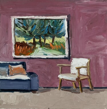 Painting titled "Interior painting.…" by Vita Schagen, Original Artwork, Oil Mounted on Cardboard