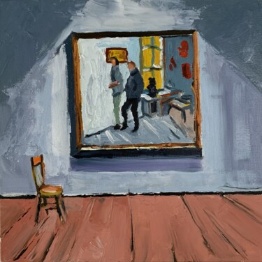 Painting titled "Interior painting.…" by Vita Schagen, Original Artwork, Oil Mounted on Cardboard