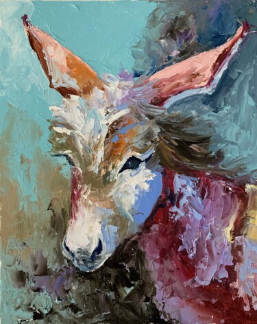 Peinture intitulée "Little donkey.#10" par Vita Schagen, Œuvre d'art originale, Huile Monté sur Carton