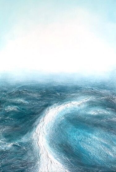 Painting titled "The turquoise wave" by Vita Sidareika, Original Artwork, Acrylic