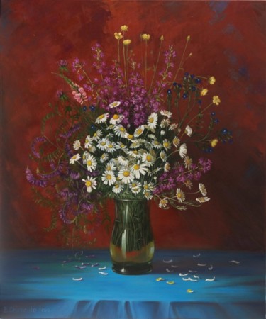 Картина под названием "Полевые цветы (Wild…" - Vita Sergienko, Подлинное произведение искусства, Масло
