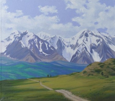 Картина под названием "Путь к вершинам (Wa…" - Vita Sergienko, Подлинное произведение искусства, Масло