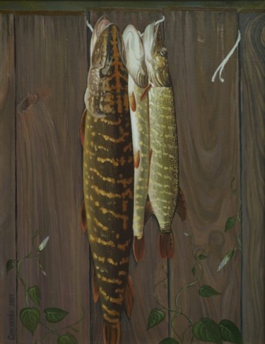 Картина под названием "Щуки.  (Pike)" - Vita Sergienko, Подлинное произведение искусства, Масло