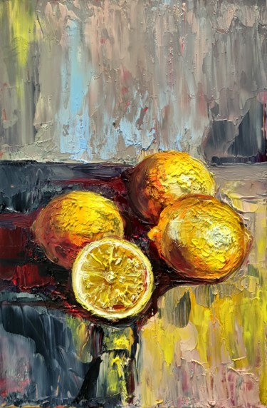 Painting titled "Лимоны" by Vita Bogachenko, Original Artwork, Oil