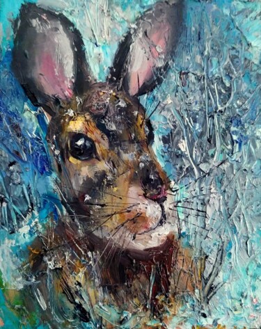 Картина под названием "Портрет зайца" - Vita Bogachenko, Подлинное произведение искусства, Масло