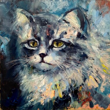 Картина под названием "Портрет кота" - Vita Bogachenko, Подлинное произведение искусства, Масло