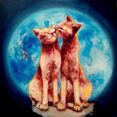 Картина под названием "Кот любовь" - Vita Bogachenko, Подлинное произведение искусства, Масло