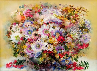 Картина под названием "букет осенних цветов" - Vita Bogachenko, Подлинное произведение искусства, Масло