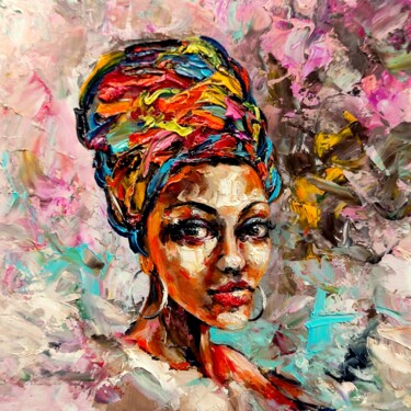 Peinture intitulée "африканская девушка…" par Vita Bogachenko, Œuvre d'art originale, Huile