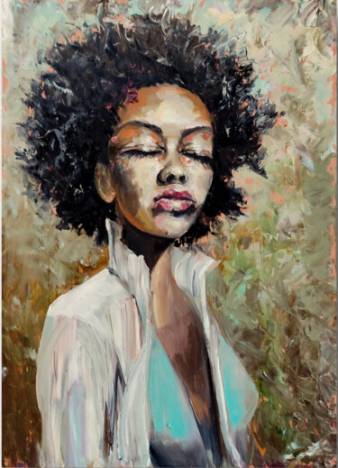 Картина под названием "африканская девушка" - Vita Bogachenko, Подлинное произведение искусства, Масло