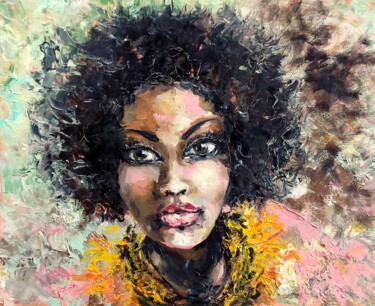 Painting titled "африканская женщина" by Vita Bogachenko, Original Artwork, Oil