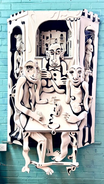 "Tea party in Cherno…" başlıklı Heykel Vitali Gambarov tarafından, Orijinal sanat, Ahşap