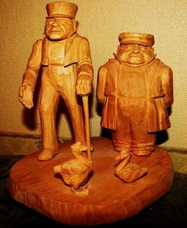 Скульптура под названием "Иван Иванович и Ива…" - Виталий Парфенов, Подлинное произведение искусства, Дерево
