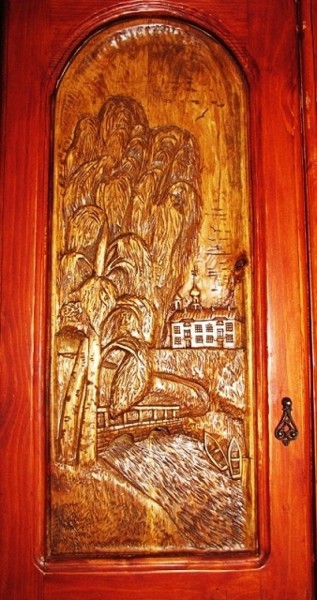 Скульптура под названием "пано-дверь" - Виталий Парфенов, Подлинное произведение искусства, Дерево