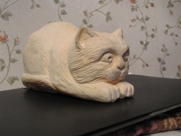 Скульптура под названием "кошка" - Виталий Парфенов, Подлинное произведение искусства, Дерево