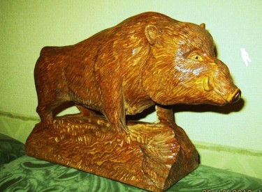Скульптура под названием "кабан" - Виталий Парфенов, Подлинное произведение искусства, Дерево