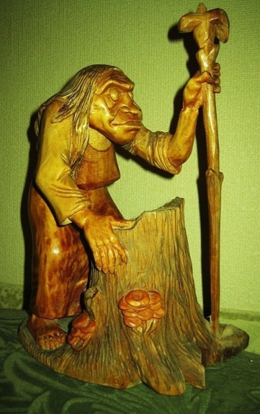 Скульптура под названием "лесная ведьма" - Виталий Парфенов, Подлинное произведение искусства, Дерево