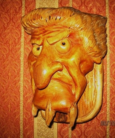 Скульптура под названием "маска бабы яги" - Виталий Парфенов, Подлинное произведение искусства, Дерево