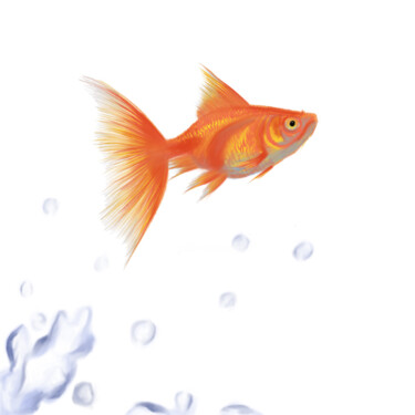 Digital Arts titled "Goldfish jump" by Vitalii Astapenko, Original Artwork, Digital Painting