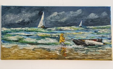 Schilderij getiteld "Stormy time" door Vitalii Bondarenko (ViBond), Origineel Kunstwerk, Olie Gemonteerd op Frame voor houte…