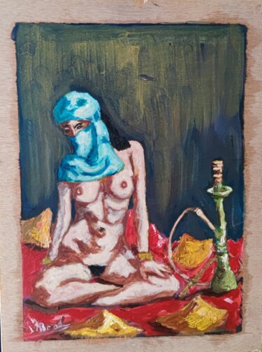 Painting titled "Hookah-girl" by Vitalii Bondarenko (ViBond), Original Artwork, Oil