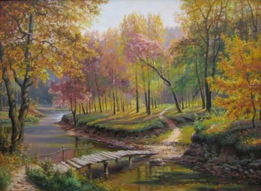 Картина под названием "Осень в старом парк…" - Виталий Потапов, Подлинное произведение искусства, Масло