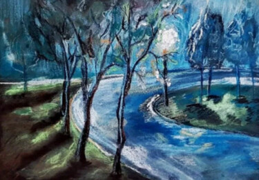 Картина под названием "Ночная дорога" - Виталий Дригалев, Подлинное произведение искусства, Пастель