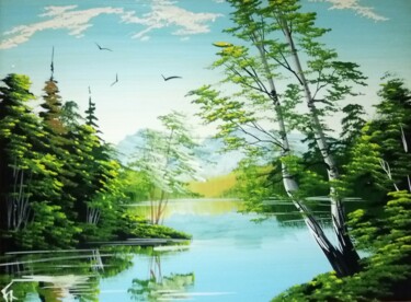 Картина под названием "Уральские озёра" - Виталий Дригалев, Подлинное произведение искусства, Масло Установлен на Деревянная…