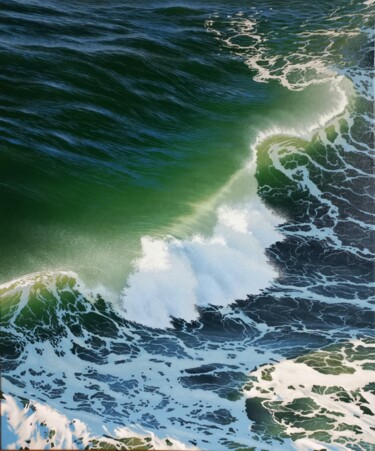 Pintura titulada ""Breaking wave"" por Vitalii Kazantsev, Obra de arte original, Oleo