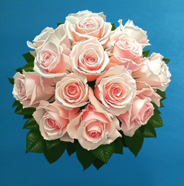 Peinture intitulée "Bouquet of roses" par Vitalii Kazantsev, Œuvre d'art originale, Huile
